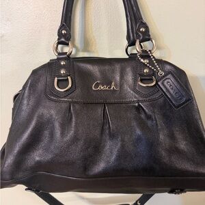 Coach Black Leather Satchel with Silver Hardware